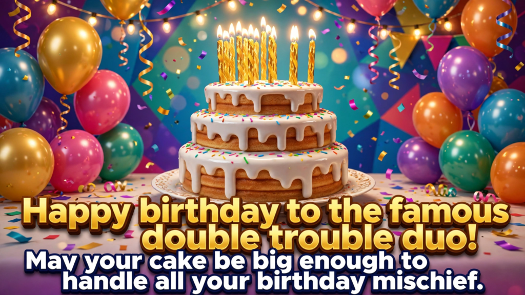 7. Funny Birthday Wishes for Twins