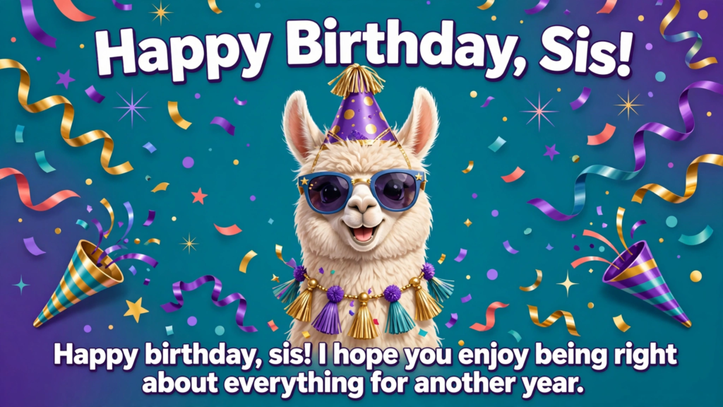 Sarcastic Birthday Wishes for Sister