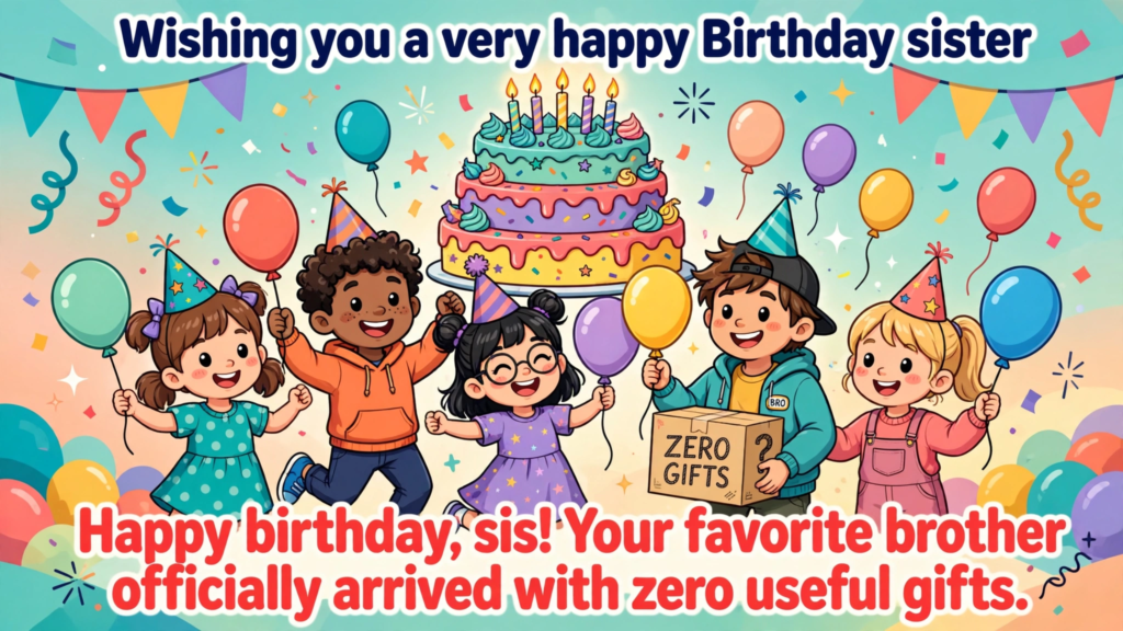 Funny Birthday Wishes for Sister from Sister