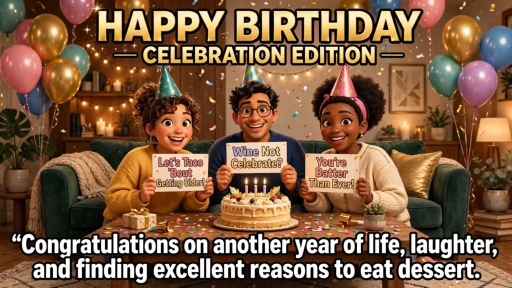 Funny Birthday Wishes with Cake & Party Jokes