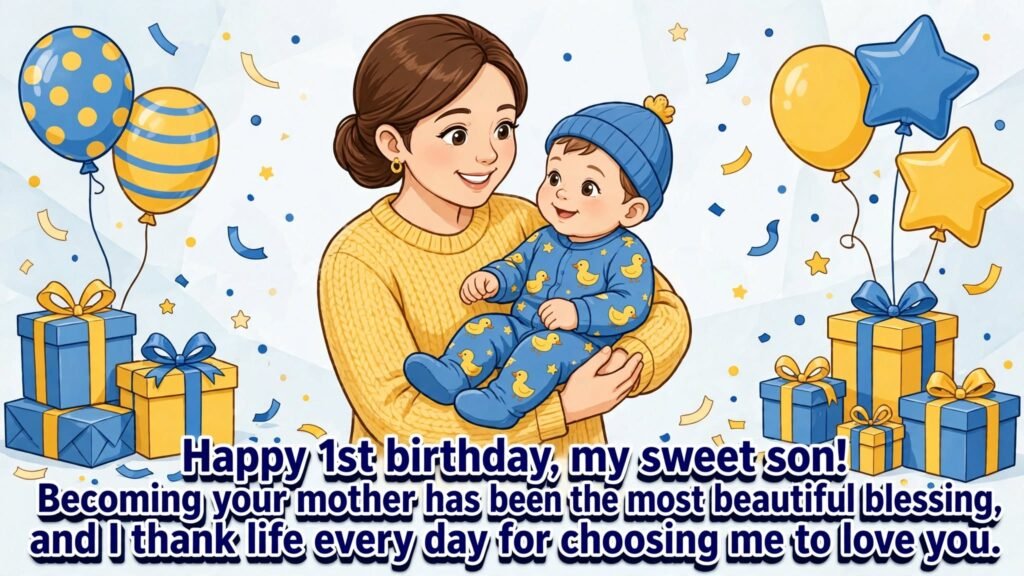 2. Emotional 1st Birthday Wishes for Son from Mom