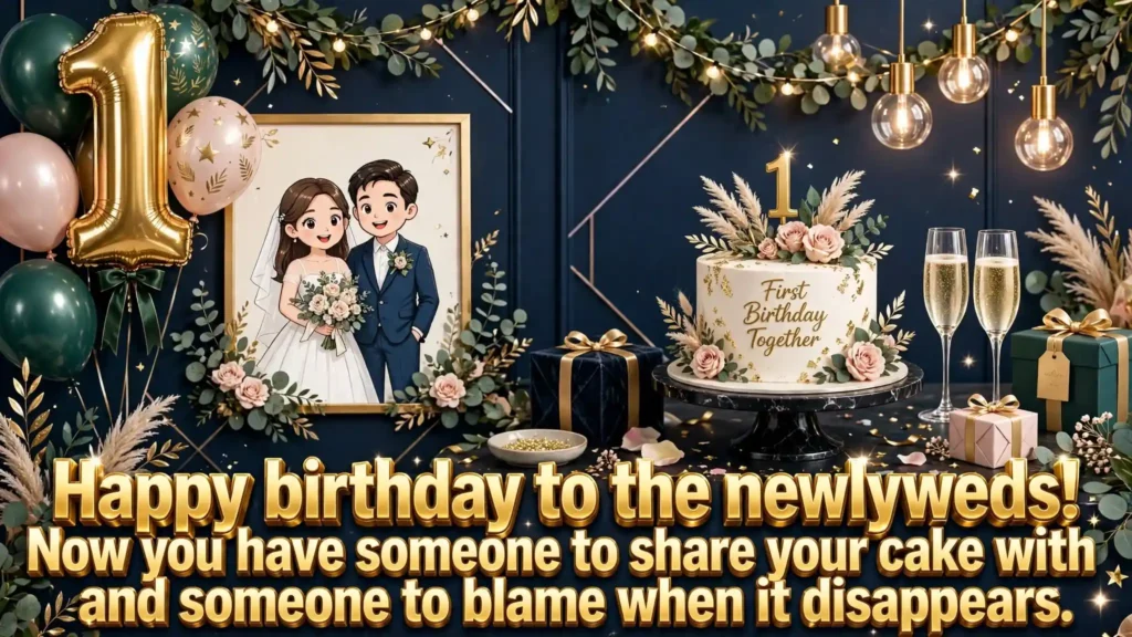 4. Funny Birthday Wishes for Newly Married Couples